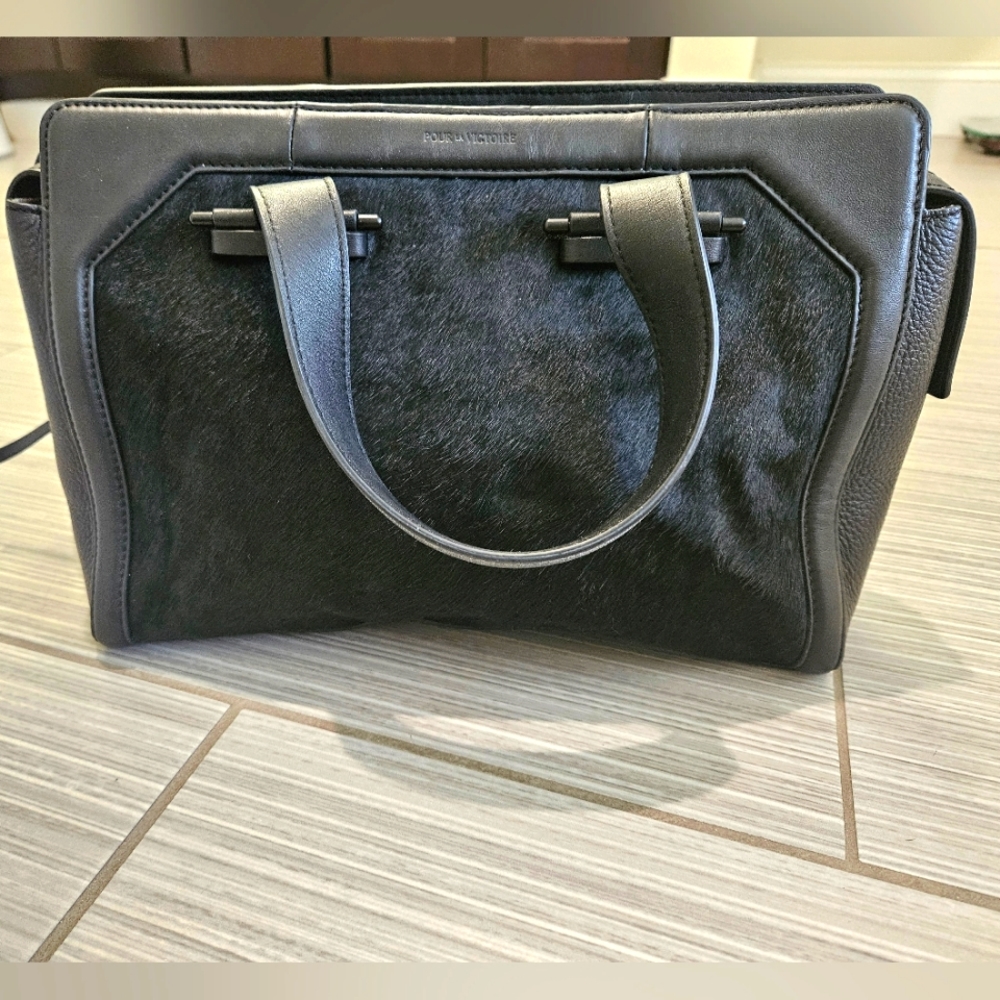 Calf hair black handbag